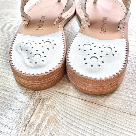 Jack Rogers Embroidered Leather Flamingo Pool‎ Float Sandals | White Size 7.5 - Picture 5 of 6